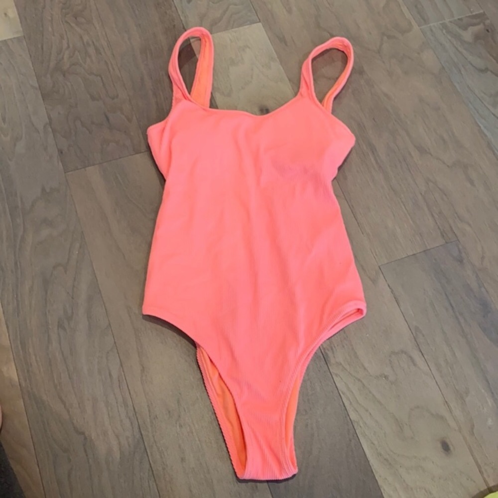 Aerie Ribbed Coral One Piece Size Small-Long Torso